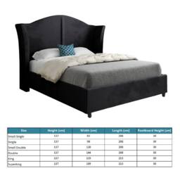 Casani Tirley Curved Winged Upholstered Black Soft Velvet Designer Bed Frame - Size: Small Single - thumbnail 8