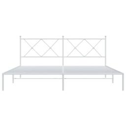 Berkfield Home Metal Bed Frame without Mattress with Headboard White 180x200cm - Size: Super King - thumbnail 4