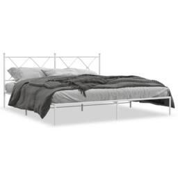 Berkfield Home Metal Bed Frame without Mattress with Headboard White 180x200cm - Size: Super King - thumbnail 1