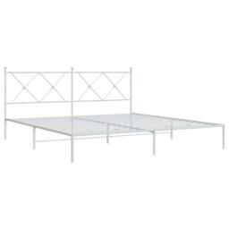 Berkfield Home Metal Bed Frame without Mattress with Headboard White 180x200cm - Size: Super King - thumbnail 3