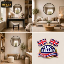 SPOT ON DEALZ Round Black Framed Wall Mirror Modern Decorative Circle Mirror 40cm - thumbnail 3