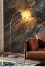 Contemporary Floor Lamp with Marble Base in Grey - thumbnail 2