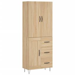 Berkfield Home Highboard Sonoma Oak 69.5x34x180 cm Engineered Wood in Light Tan - thumbnail 3