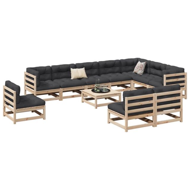 Berkfield Home 11 Piece Garden Sofa Set Solid Wood Pine in Brown - image 1
