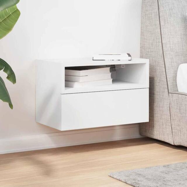 Berkfield Home Durable Wall-mounted Bedside Cabinet White 45x26x28.5 cm - image 1