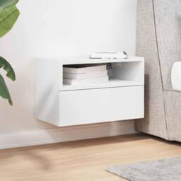Berkfield Home Durable Wall-mounted Bedside Cabinet White 45x26x28.5 cm - thumbnail 1