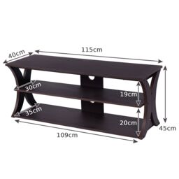 "Costway 3-Tier TV Stand Media Console Table Modern Storage Cabinet for TVs up to 45"" in Dark Brown" - thumbnail 5