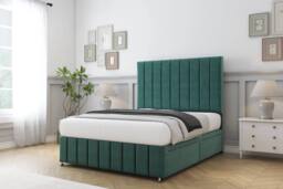 "Sloomy California Plush Divan Base 2 Drawers -54"" Headboard-12"" Footboard in Emerald - Size: Small Double" - thumbnail 3