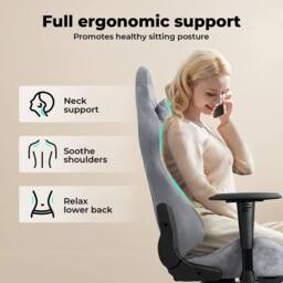 VOGREX Grey Adjustable Reclining Gaming Chair with Footrest - thumbnail 6