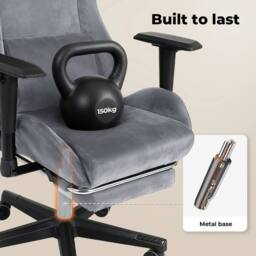 VOGREX Grey Adjustable Reclining Gaming Chair with Footrest - thumbnail 3
