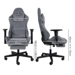 VOGREX Grey Adjustable Reclining Gaming Chair with Footrest - thumbnail 2