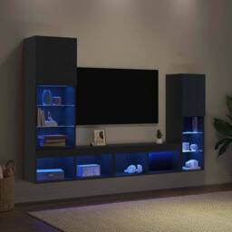 Berkfield Home LED TV Cabinet Black Oak 30.5x30x102 cm Engineered Wood - thumbnail 5
