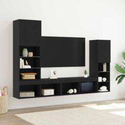 Berkfield Home LED TV Cabinet Black Oak 30.5x30x102 cm Engineered Wood - thumbnail 2