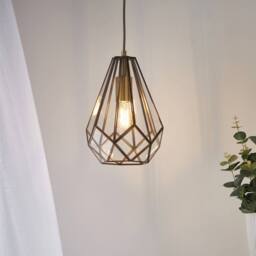 First Choice Lighting Set of 2 Polly - Antique Brass & Glass Pendant Ceiling Lights in Bronze - thumbnail 8