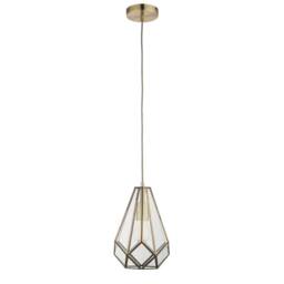 First Choice Lighting Set of 2 Polly - Antique Brass & Glass Pendant Ceiling Lights in Bronze - thumbnail 4