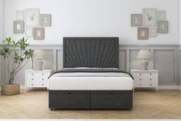 "Sloomy Somerset Dumfries Ottoman Bed Base-54"" Floor Standing Headboard in Dark Grey - Size: Single" - thumbnail 1