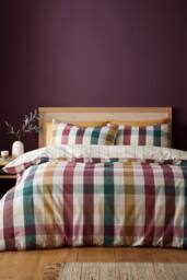 Catherine Lansfield 'Autumn Check' Reversible Duvet Cover Set - Size: King - thumbnail 1