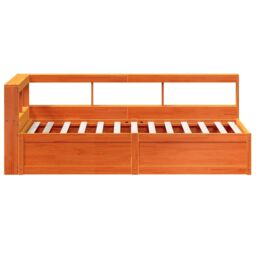 Berkfield Home Bookcase Bed without Mattress Wax Brown 90x190cm Solid Wood Pine - Size: 90x190 cm - thumbnail 6