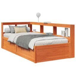 Berkfield Home Bookcase Bed without Mattress Wax Brown 90x190cm Solid Wood Pine - Size: 90x190 cm - thumbnail 1