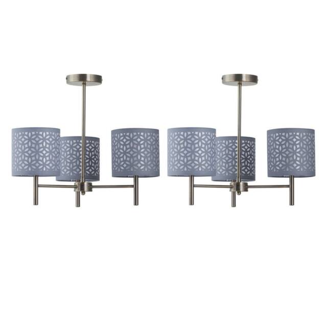 First Choice Lighting Set of 2 Brea - Antique Brass Light Fittings with Grey Cut Out Shades in Gold - image 1