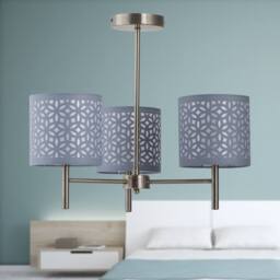 First Choice Lighting Set of 2 Brea - Antique Brass Light Fittings with Grey Cut Out Shades in Gold - thumbnail 5