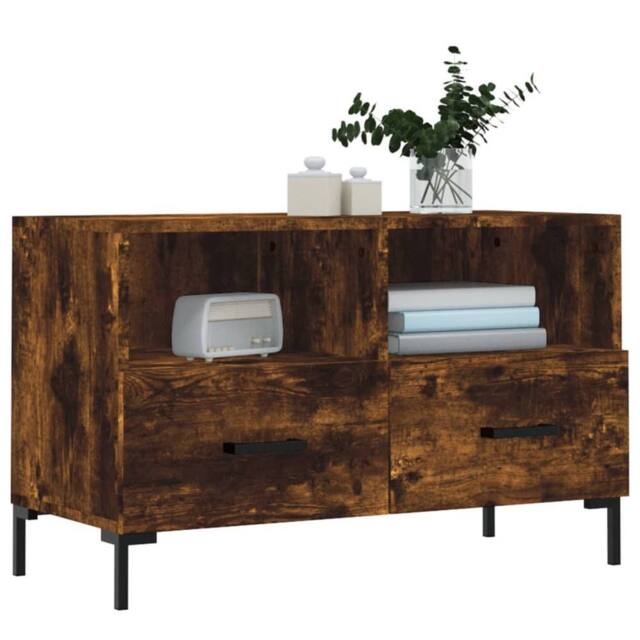 Berkfield Home TV Cabinet Smoked Oak 80x36x50 cm Engineered Wood in Brown - Size: 80 x 36 x 50 cm - image 1