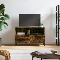 Berkfield Home TV Cabinet Smoked Oak 80x36x50 cm Engineered Wood in Brown - Size: 80 x 36 x 50 cm - thumbnail 2