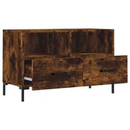 Berkfield Home TV Cabinet Smoked Oak 80x36x50 cm Engineered Wood in Brown - Size: 80 x 36 x 50 cm - thumbnail 6