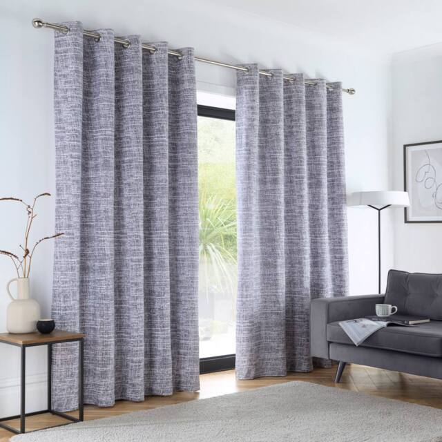Portfolio Home Maine Geometric Abstract Fully Lined Eyelet Curtain Set 2 Panel Pair in Grey - Size: 229 cm width x 229 cm drop - image 1