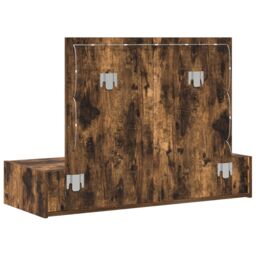 Berkfield Home Wall Hanging Dressing Table with LED Lights in Smoked Oak in Brown - thumbnail 7
