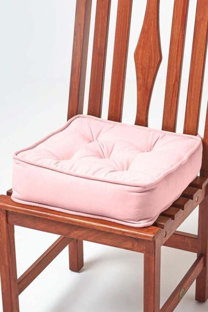 Homescapes Cotton Dining Chair Booster Cushion in Pink - Size: 40 cm x 40 cm - image 1