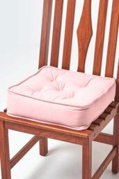 Homescapes Cotton Dining Chair Booster Cushion in Pink - Size: 40 cm x 40 cm - thumbnail 1