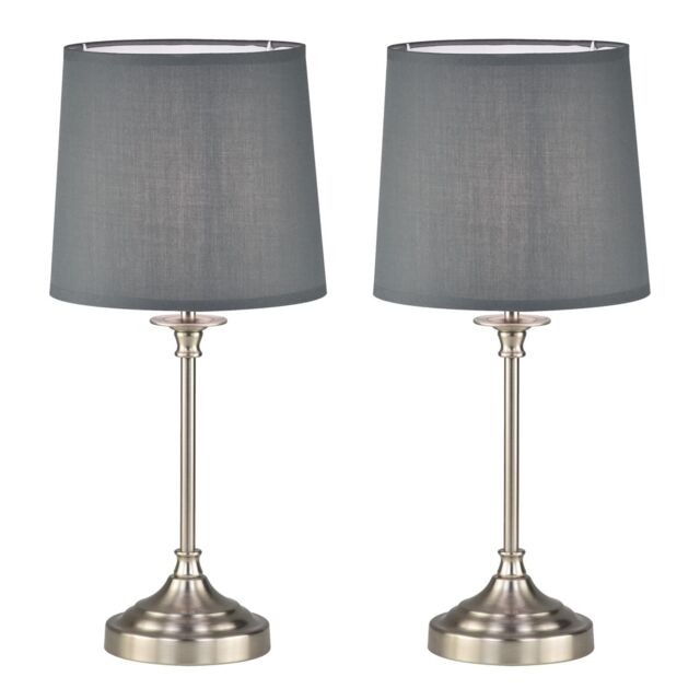First Choice Lighting Set of 2 Chester - Brushed Nickel Lamps in Silver - image 1
