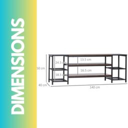 Pirlo Plush 3 Tier TV Stand Unit With Open Shelves in Brown - thumbnail 6