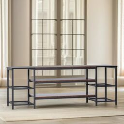 Pirlo Plush 3 Tier TV Stand Unit With Open Shelves in Brown - thumbnail 5