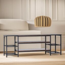 Pirlo Plush 3 Tier TV Stand Unit With Open Shelves in Brown - thumbnail 3