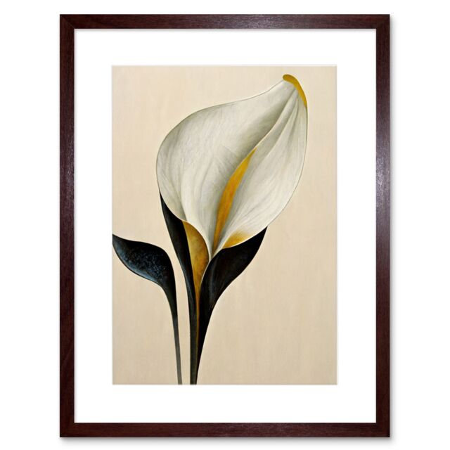 "Artery8 Wall Art Print Elegant Modern Calla Lily Black Gold Beige Artwork Framed 9X7 Inch in Brown - Size: W7"" x H9""" - image 1