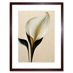 "Artery8 Wall Art Print Elegant Modern Calla Lily Black Gold Beige Artwork Framed 9X7 Inch in Brown - Size: W7"" x H9""" - thumbnail 1