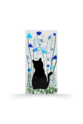 Sienna Glass Handmade Fused Glass - Tea Light Holder - Cat - Forget Me Not - thumbnail 1