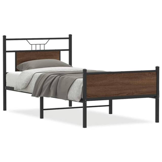 Berkfield Home Bed Frame Frame Brown Oak 75x190 cm Small Single Wood - image 1