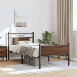 Berkfield Home Bed Frame Frame Brown Oak 75x190 cm Small Single Wood - thumbnail 5