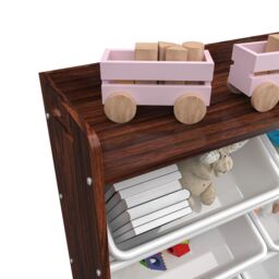 Xample Kids Storage Wooden Unit Children's Bookshelf Toy Box 9 Cube 4 Tier Tubs Box UK in Brown - thumbnail 5