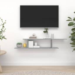 Berkfield Home Wall-Mounted TV Shelf Grey Sonoma 125x18x23 cm Engineered Wood - Size: 125 x 18 x 23 cm - thumbnail 2