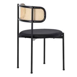 HomeTouch Set of 4 Modern Black Velvet Dining Chairs with Curved Rattan Back - Size: 4 Pack - thumbnail 8