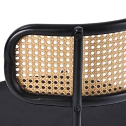 HomeTouch Set of 4 Modern Black Velvet Dining Chairs with Curved Rattan Back - Size: 4 Pack - thumbnail 6