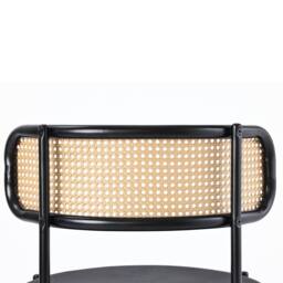 HomeTouch Set of 4 Modern Black Velvet Dining Chairs with Curved Rattan Back - Size: 4 Pack - thumbnail 7