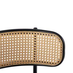 HomeTouch Set of 4 Modern Black Velvet Dining Chairs with Curved Rattan Back - Size: 4 Pack - thumbnail 5