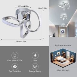 Garwarm 1 - Light 28cm Unique/Statement Geometric LED Flush Mount in Metallic Silver - thumbnail 8