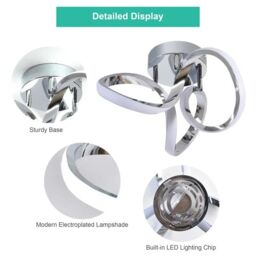 Garwarm 1 - Light 28cm Unique/Statement Geometric LED Flush Mount in Metallic Silver - thumbnail 7