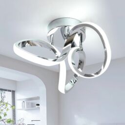 Garwarm 1 - Light 28cm Unique/Statement Geometric LED Flush Mount in Metallic Silver - thumbnail 1